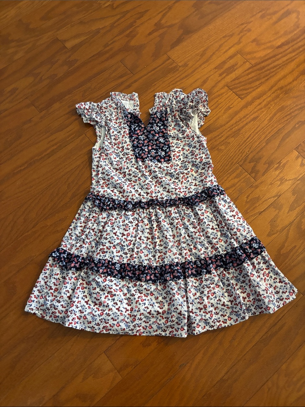 Janie and Jack Girls Floral Red, White and Navy